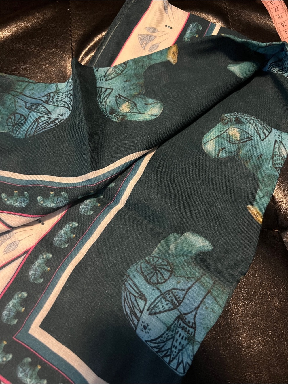 NWT The Met Teal & Cream Modal & Cashmere Scarf - Picture 9 of 10